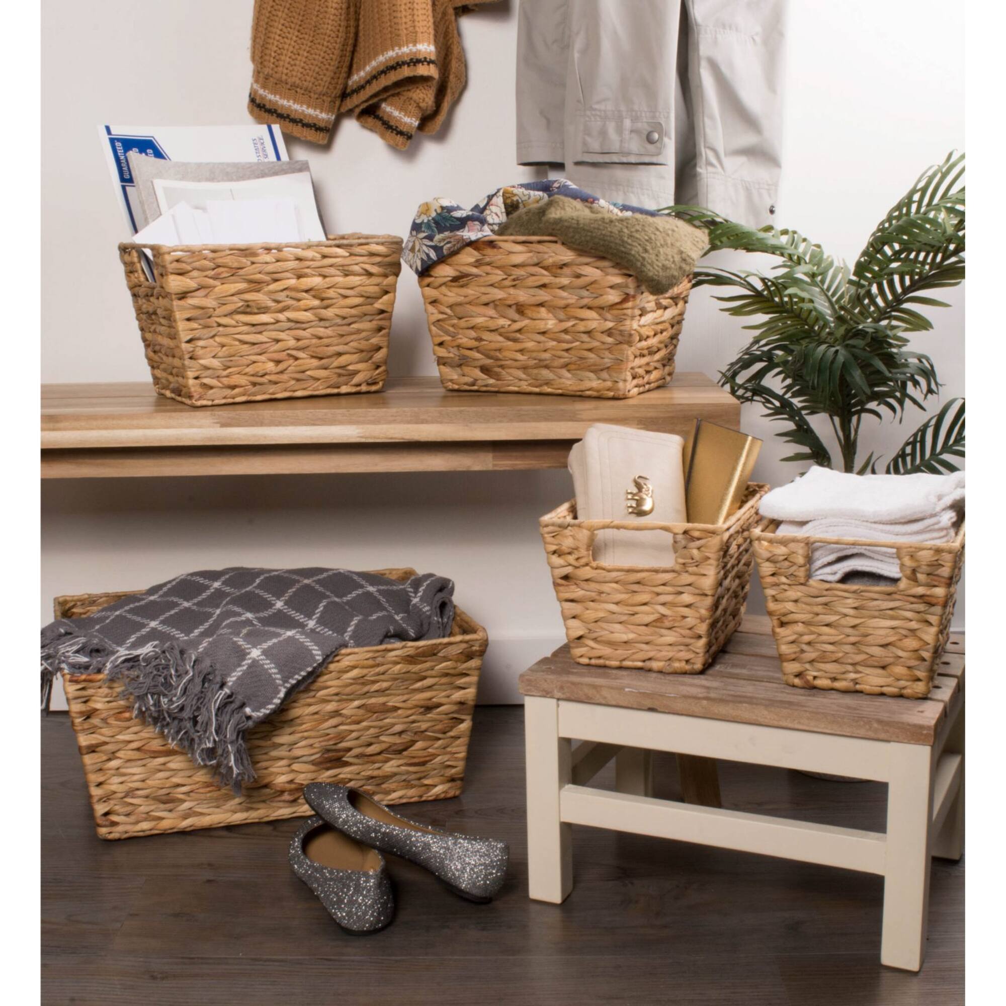 DII® Natural Water Hyacinth Basket Set